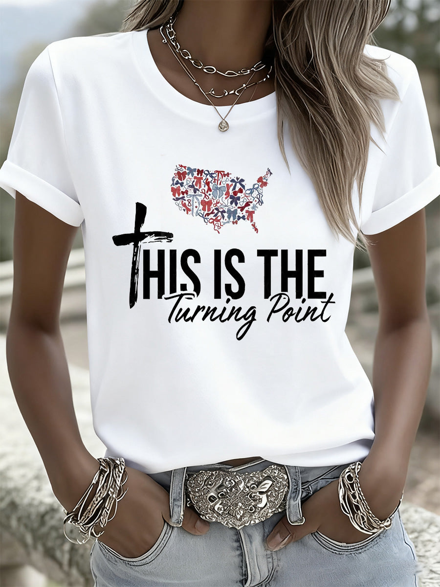 Women's Retro Turning Point Casual Commemorative T-Shirt