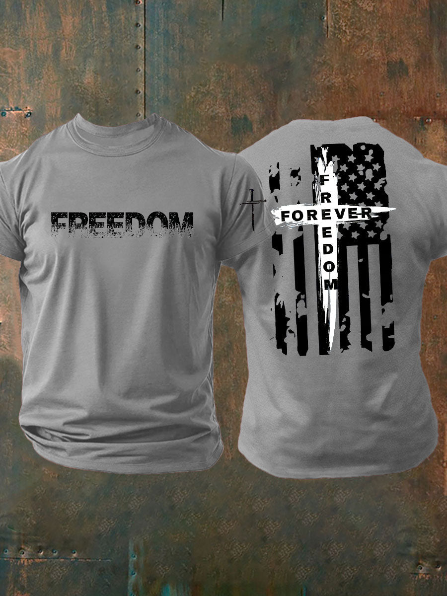 Men's Freedom imitation cotton short-sleeved T-shirt
