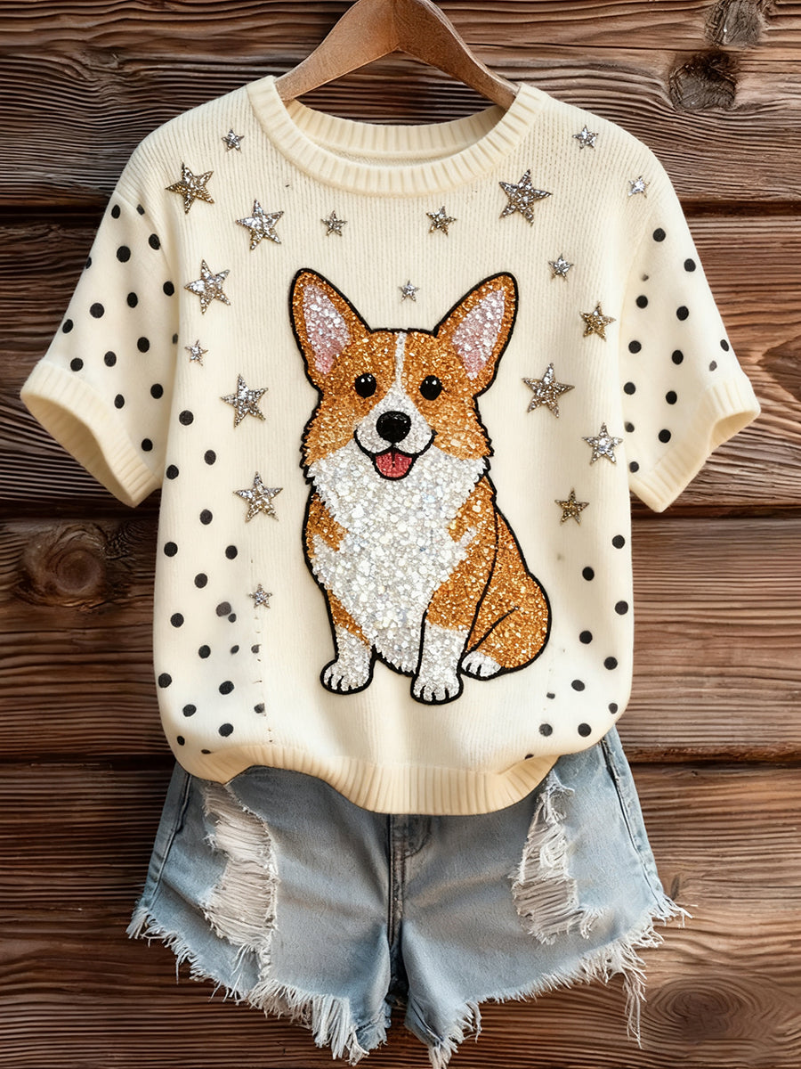 Women's Artistic Animal Print Comfortable Knit Short Sleeve Top