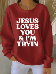 Women’s Thanksgiving Print Casual Sweatshirt Red / S