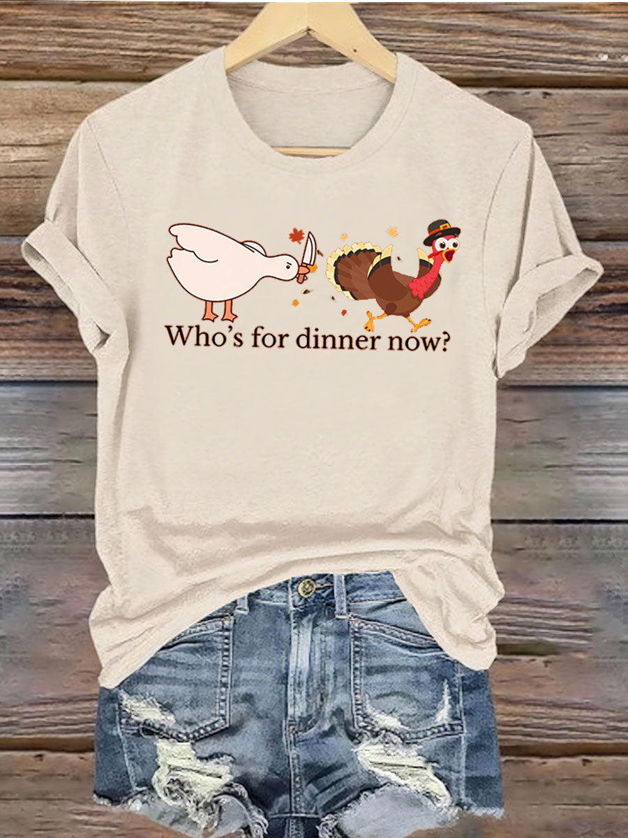 Women's Thanks giving day turkey Printed Iron On Short Sleeve T-Shirt