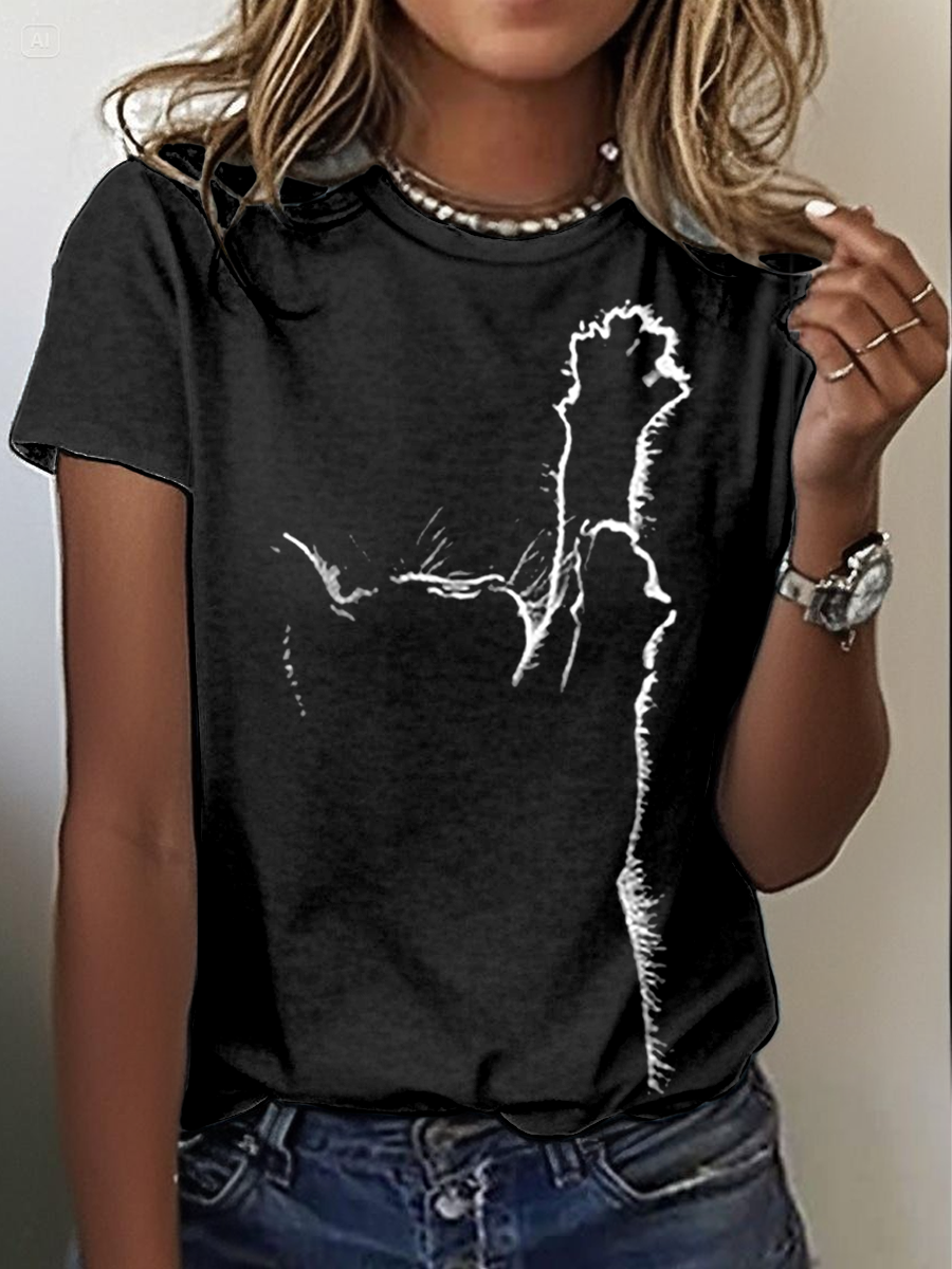 Women's cute cat short-sleeved T-shirt