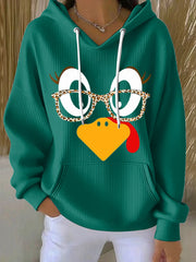 Women’s Vintage Thanksgiving Turkey Casual Hoodie Multicolour / S