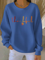 Women’s Thanksgiving Print Casual Sweatshirt Blue / S