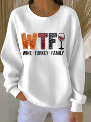 Women’s Wine Turkey Family Casual Sweatshirt White / S