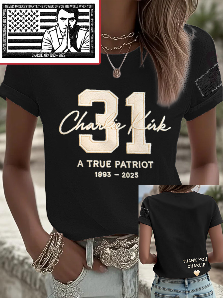 Women's Freedom True Patriot Memorial Printed T-shirt