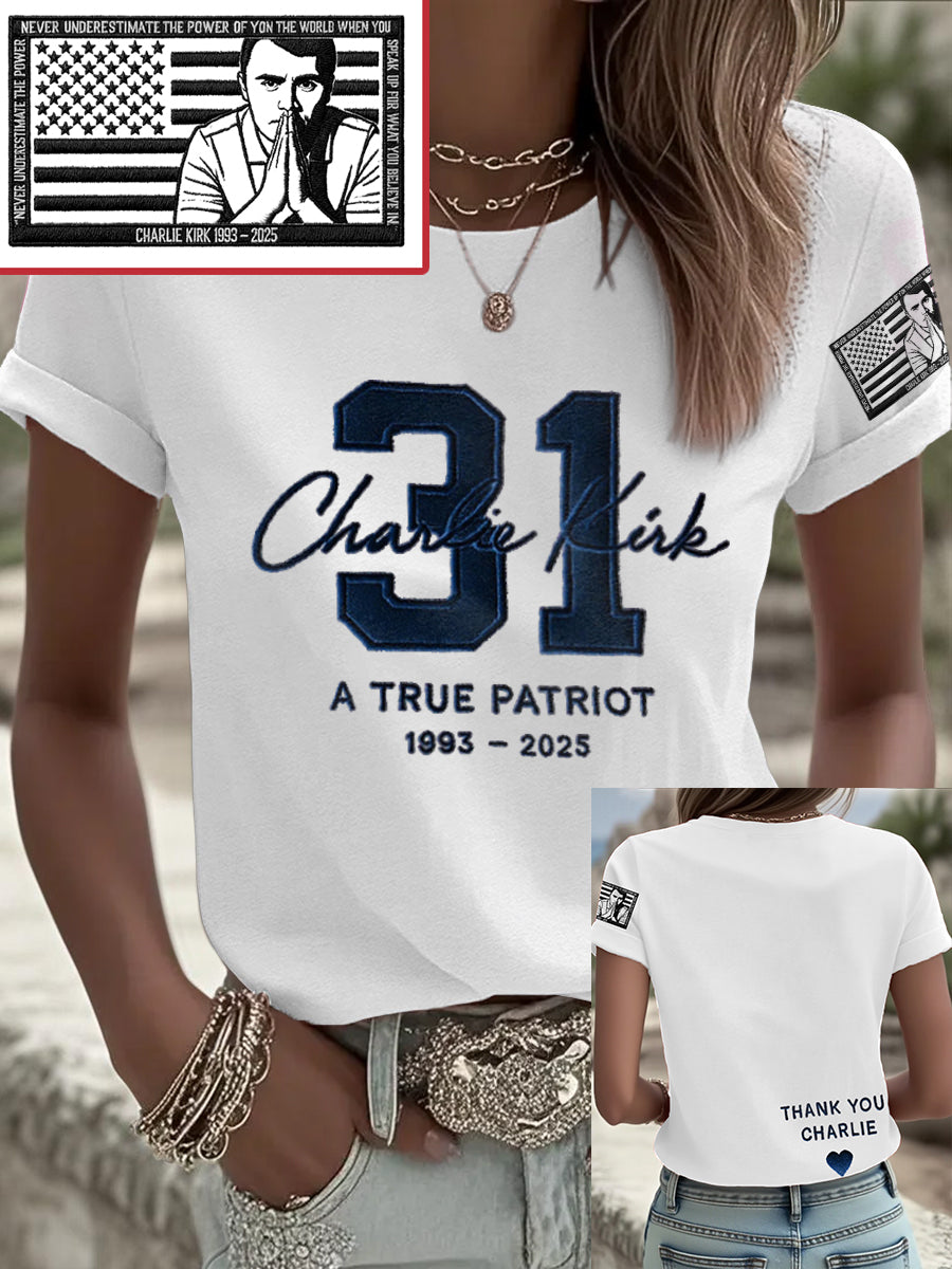 Women's Freedom True Patriot Memorial Printed T-shirt