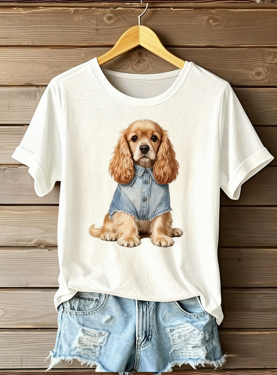 Women's Artistic Animal Print Comfort Short Sleeve Top