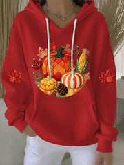 Women’s Thanksgiving Print Casual Hoodie Red / S