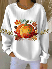 Women’s Thanksgiving Print Casual Sweatshirt White / S