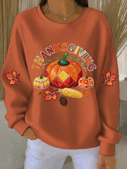Women’s Thanksgiving Print Casual Sweatshirt Orange / S