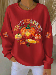 Women’s Thanksgiving Print Casual Sweatshirt Red / S