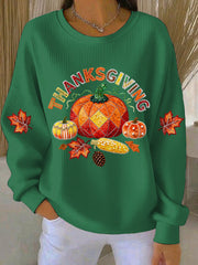Women’s Thanksgiving Print Casual Sweatshirt Green / S