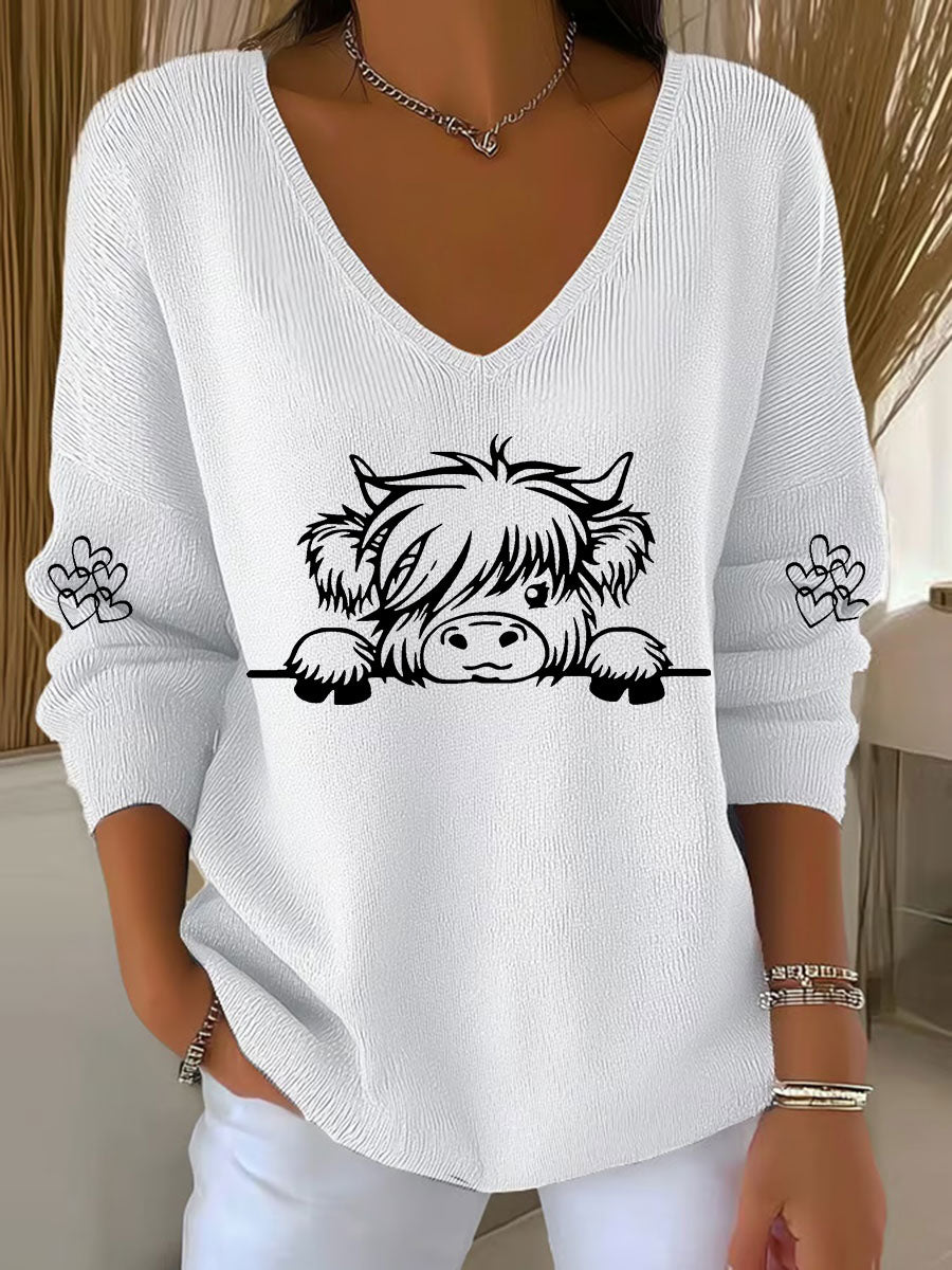 Women's Highland Cow Print Casual Top