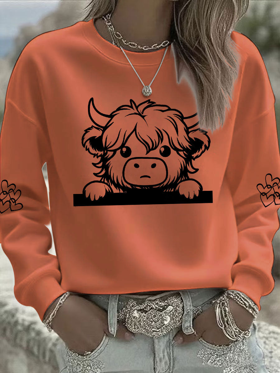 Women's Highland Cow Print Casual Sweatshirt