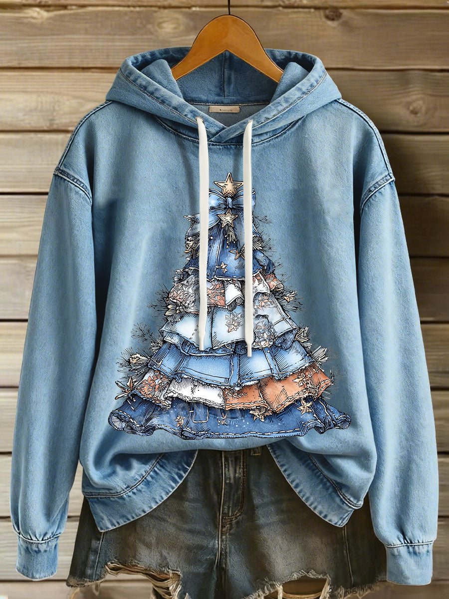 Women’s Christmas Tree Hoodies Blue / S