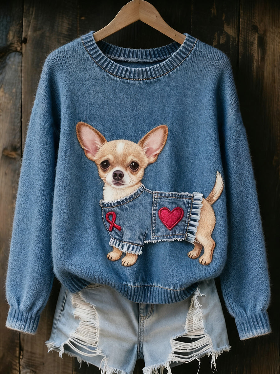 Women’s Vintage Art Animal Print Cozy Knit Sweater A / S