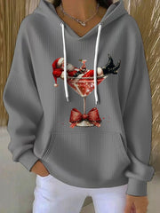 Women’s Santa Claus Printed Hoodie Gray / S