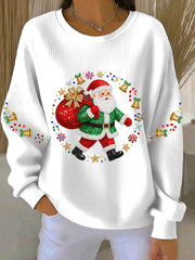 Women’s Christmas Print Casual Sweatshirt White / S