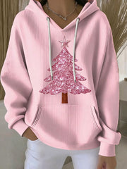Women’s Casual Christmas Tree Hoodie Pink / S
