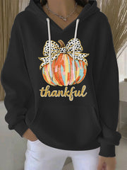 Women’s Thanksgiving Print Casual Hoodie Black / S