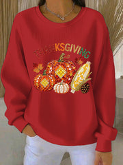 Women’s Thanksgiving Print Casual Sweatshirt Red / S
