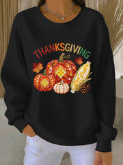 Women’s Thanksgiving Print Casual Sweatshirt Black / S