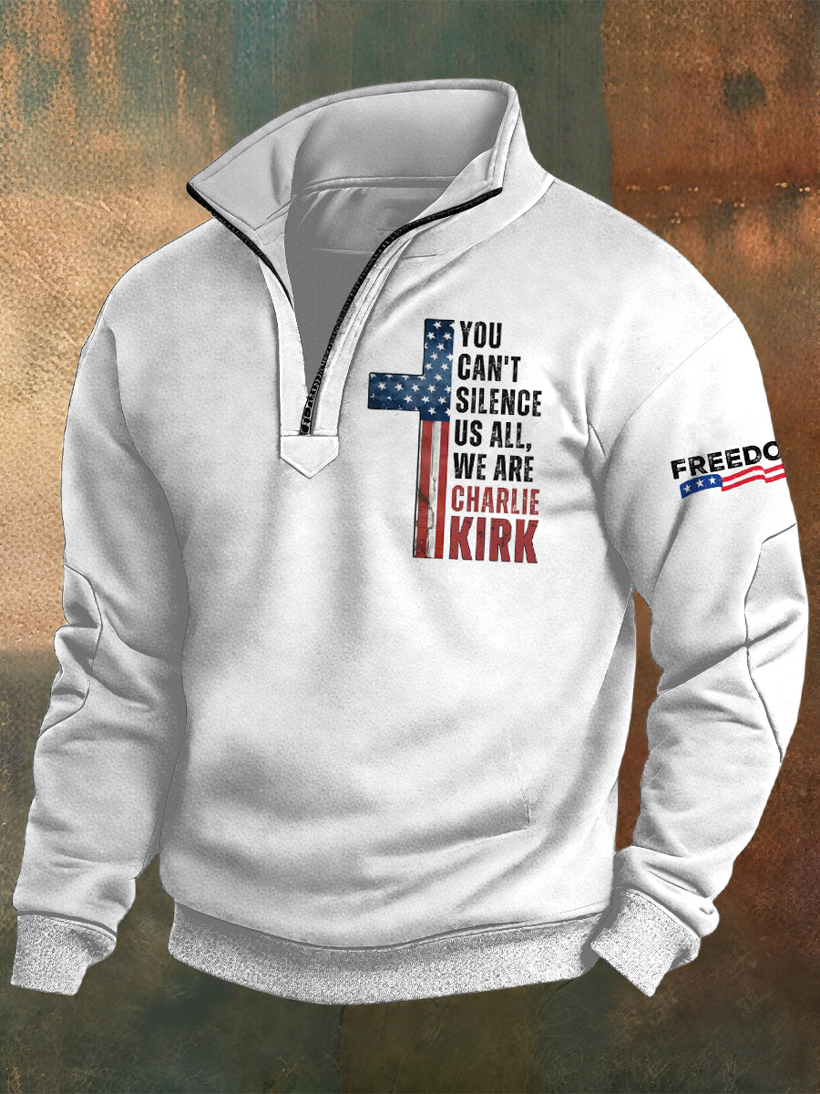 Men's Charlie Kirk Printed Casual Zipper Sweater