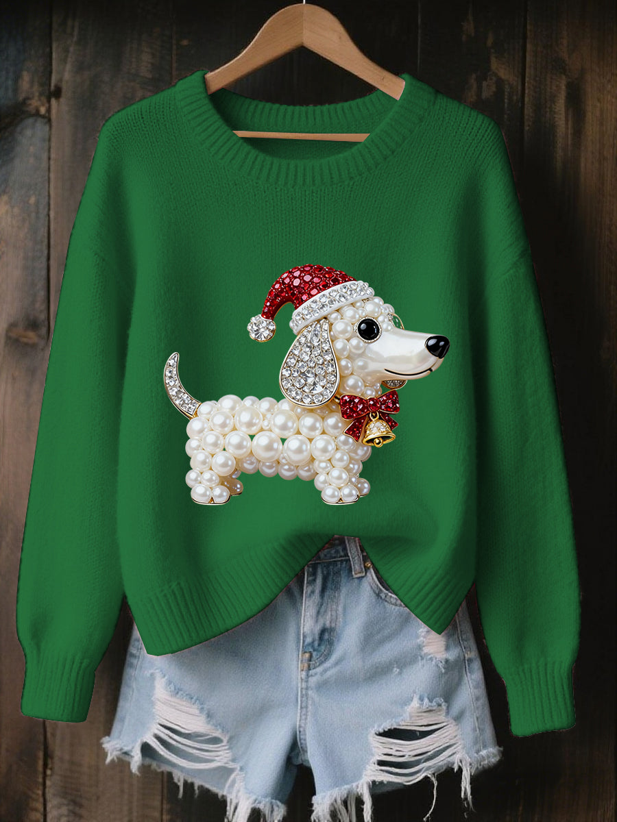 Women's Christmas Dog Art Sweatshirt