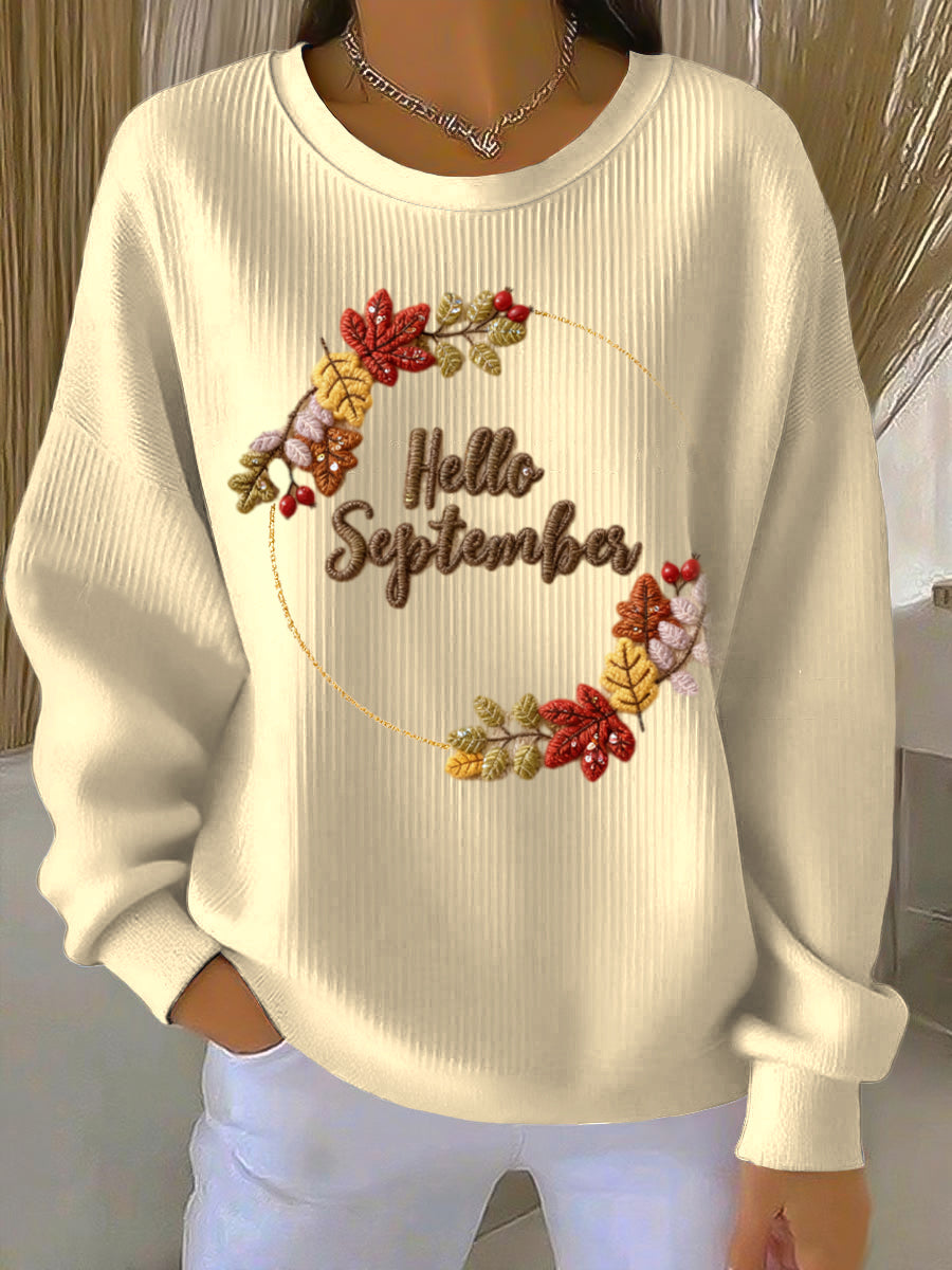 Women's Thanksgiving Autumn Leaf Casual Crewneck Pullover