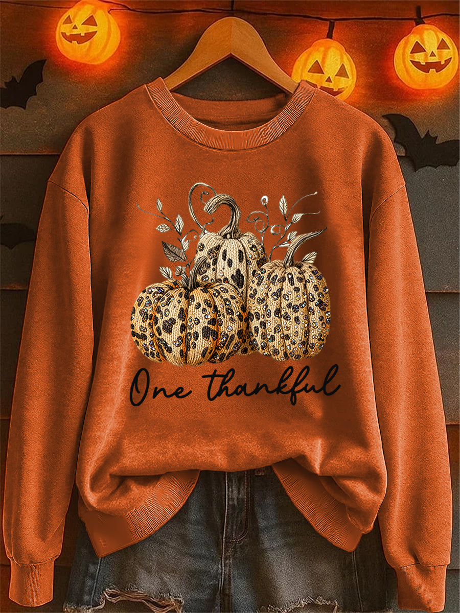 Thanksgiving Pumpkin Texture Casual Crewneck Sweatshirt