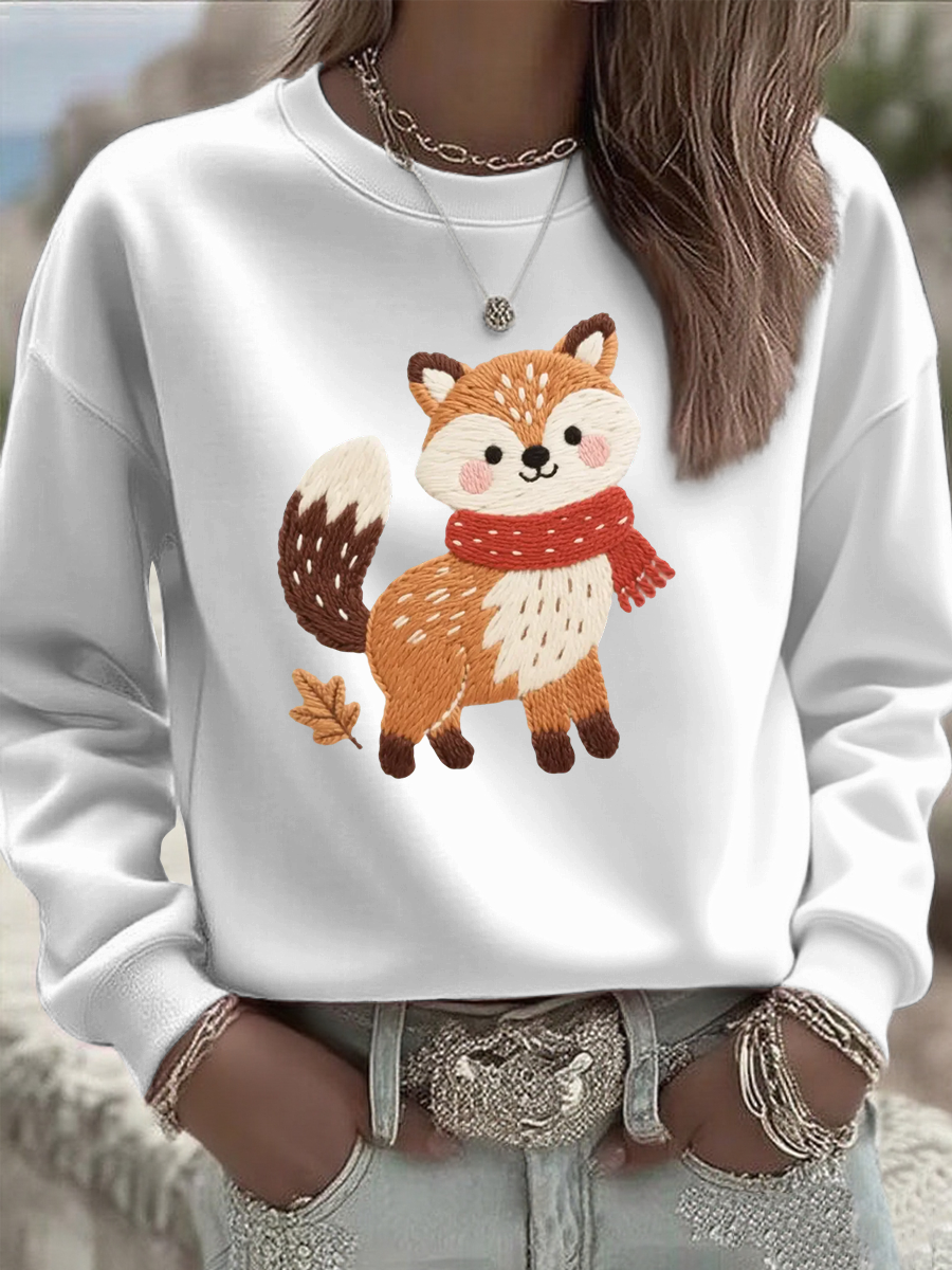 Women's autumn animals print Regular Sweatshirt