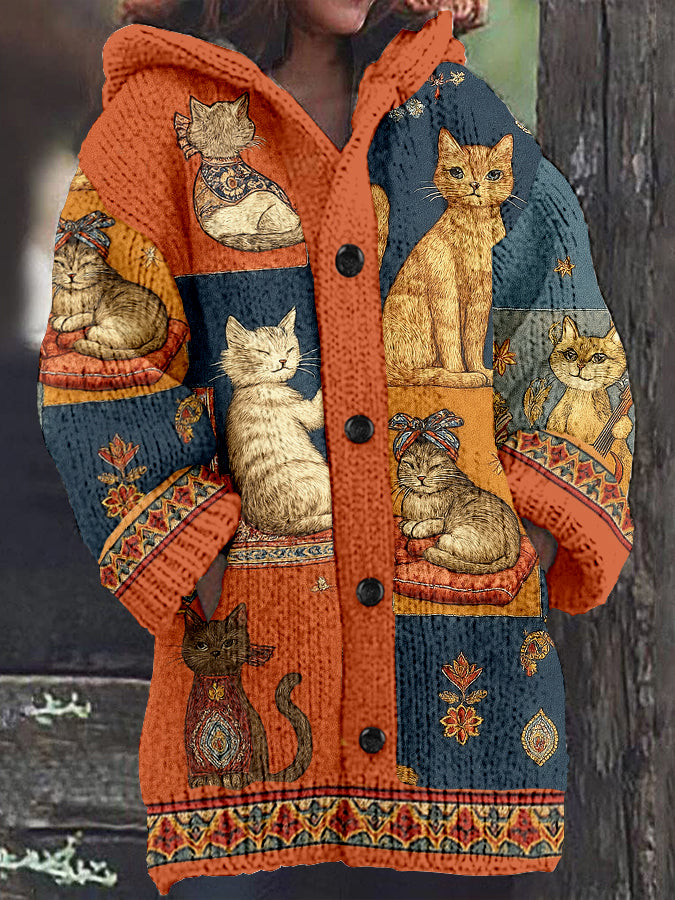 Women’s Autumn Cats Hooded Jacket As picture / S