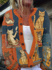 Women’s Autumn Cats Cardigan As picture / S