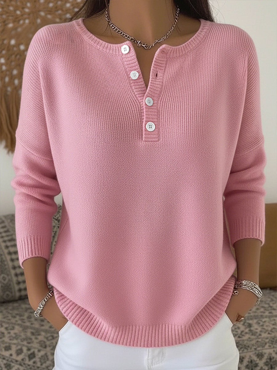 Women's Solid Color Button Casual Tops