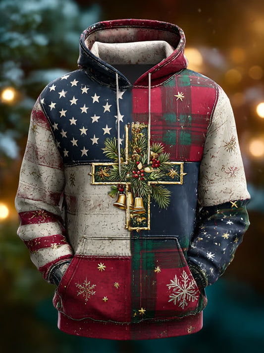 Men's Retro Christmas Print Casual Hoodie