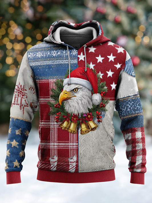 Men's Retro Christmas Print Casual Hoodie