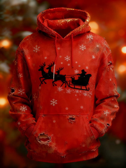 Men's Retro Christmas Print Casual Hoodie