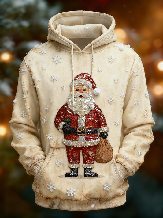 Men's Retro Christmas Print Casual Hoodie