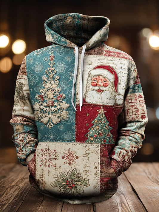 Men's Retro Christmas Print Casual Hoodie