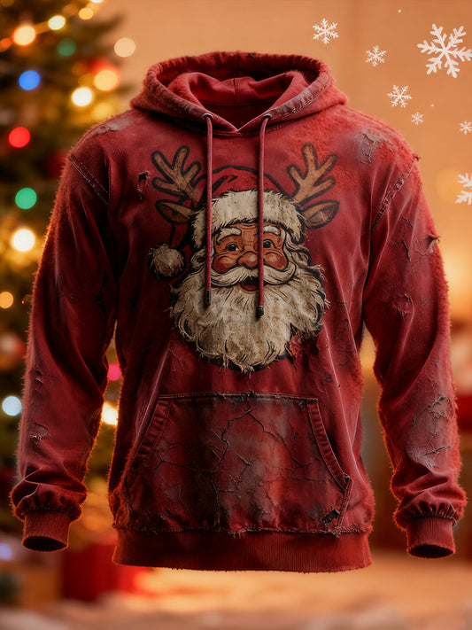 Men's Retro Christmas Print Casual Hoodie