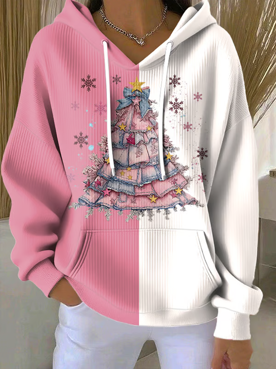 Women's  Christmas tree print Hoodie