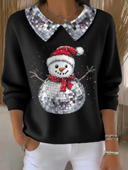 Women’s Funny Christmas Santa Art Printed Tops Black / S
