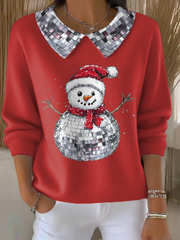 Women’s Funny Christmas Santa Art Printed Tops Red / S