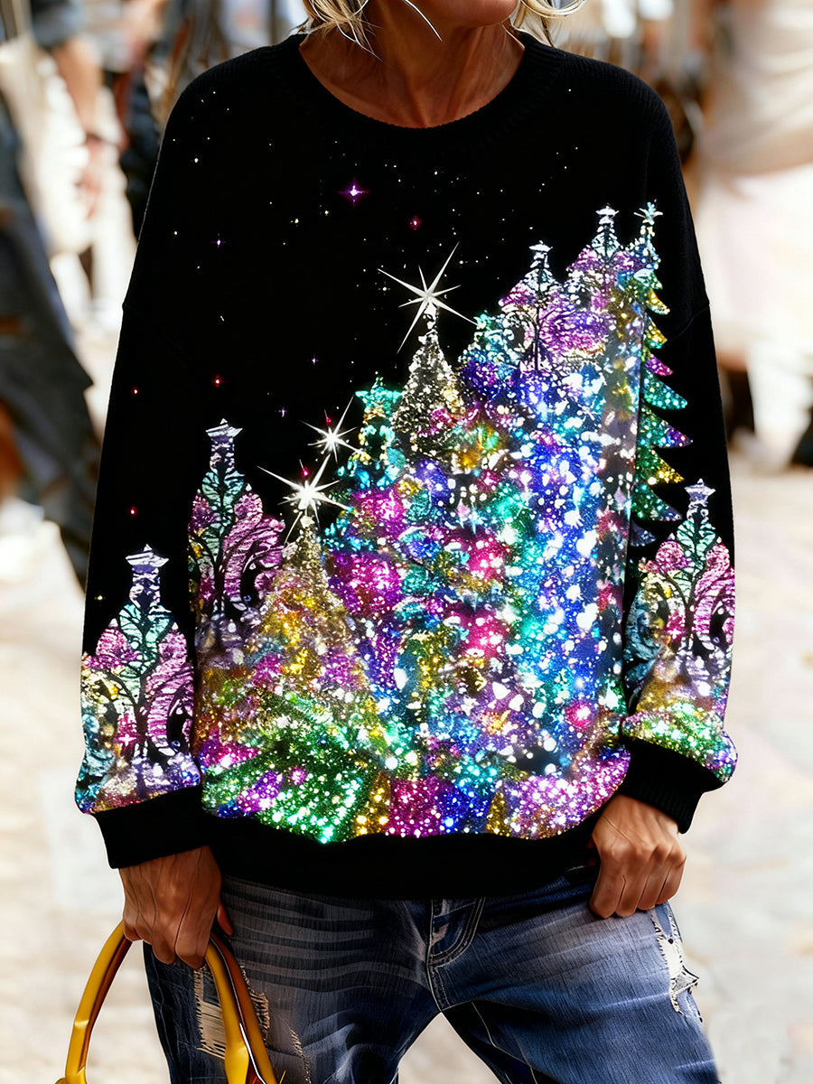 Women’s Vintage Christmas Art Print Cozy Knit Sweater A / S