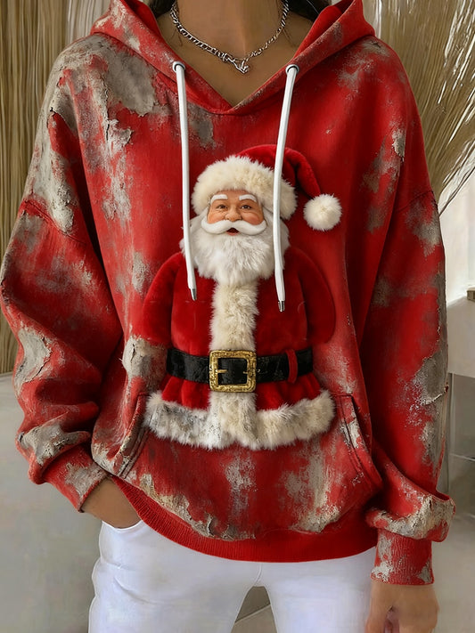 Women's Retro Christmas Art Print Casual Sweatshirt