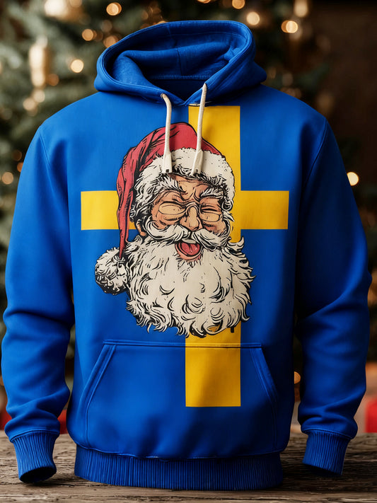 Män jultomten tryck långärmade hatt jacka