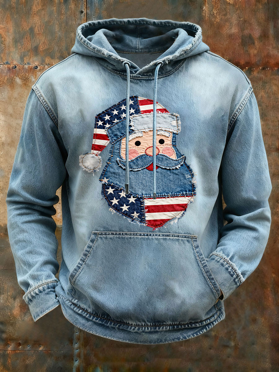 Men's Santa Claus Print Casual Hoodie