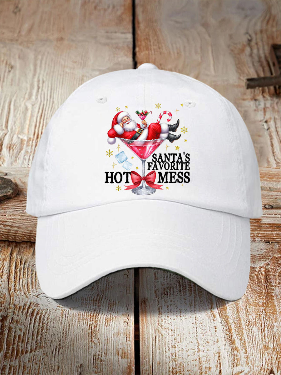 Unisex Funny Christmas Santa's Favorite Hot Mess Hat