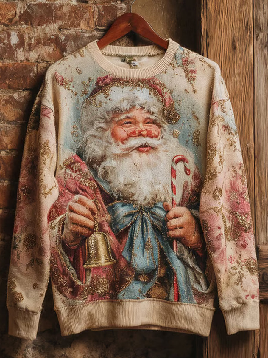 Women's Vintage Christmas Santa Claus Print Sweatshirt